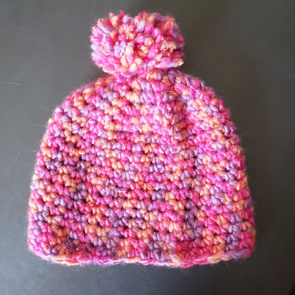 Handmade Girl Crocheted Pink & orange hat